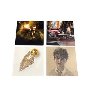 Harry Potter-Themed Art Prints Set Of 4 6x6 Featuring Iconic Scenes & Golden Sni